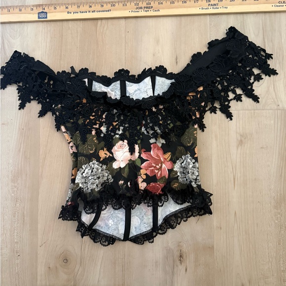 Florencia Fiume VNTG 90's Floral and lace Corset Top - Picture 9 of 12